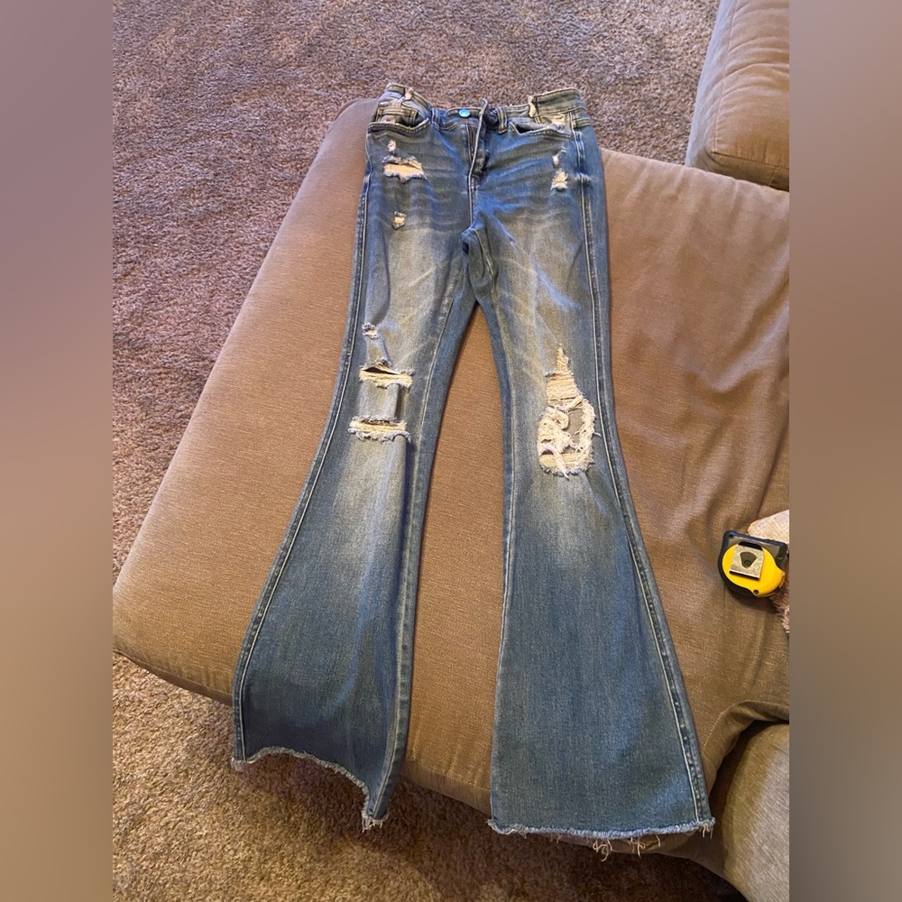 Super cute distressed flares